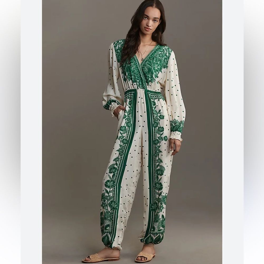 Farm Rio by Anthropologie Farm Rio x Anthropologie Floral Dot Jumpsuit XL